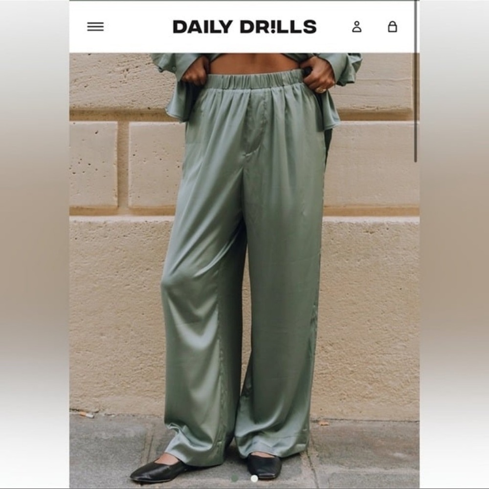 Daily Drills Olive Green Wide Leg Pants
